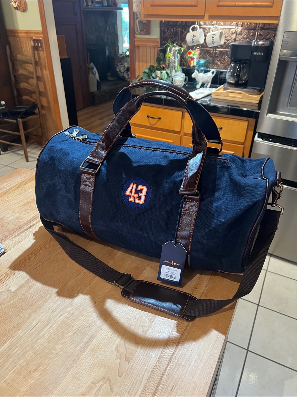 NWT Links & Kings Canvas Duffel Bag with Leather Trim